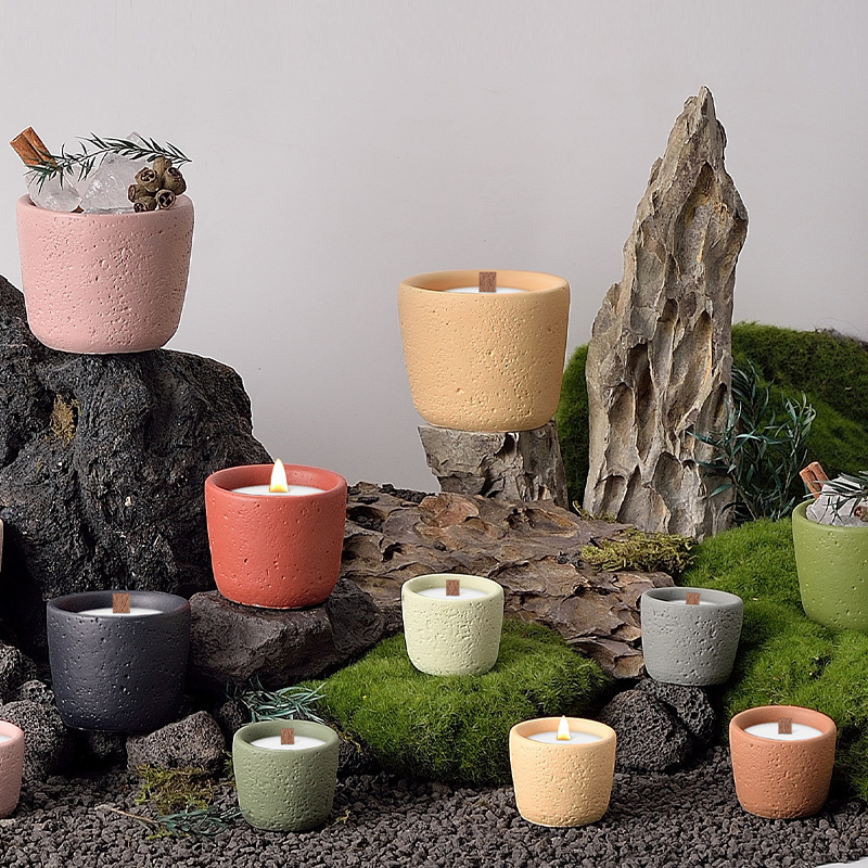 北欧简约水泥大号香薰蜡烛杯水泥容器可DIY香薰蜡烛空杯烛台摆件