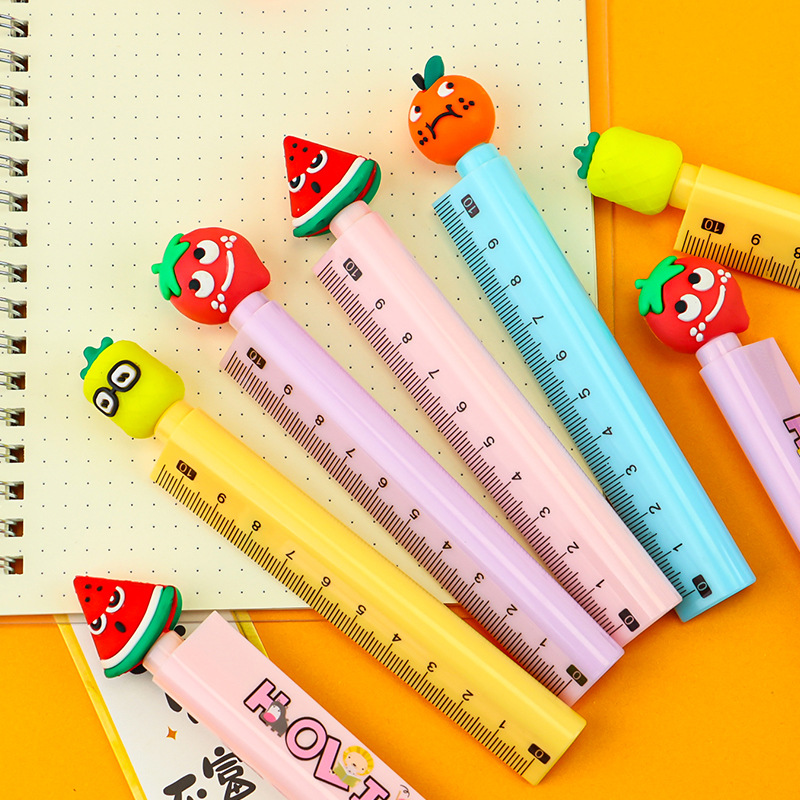 Creative ruler gel pen, high appearance level, fruit series ruler pen, clear scale, black signature pen and gel pen on the ruler body details Picture
