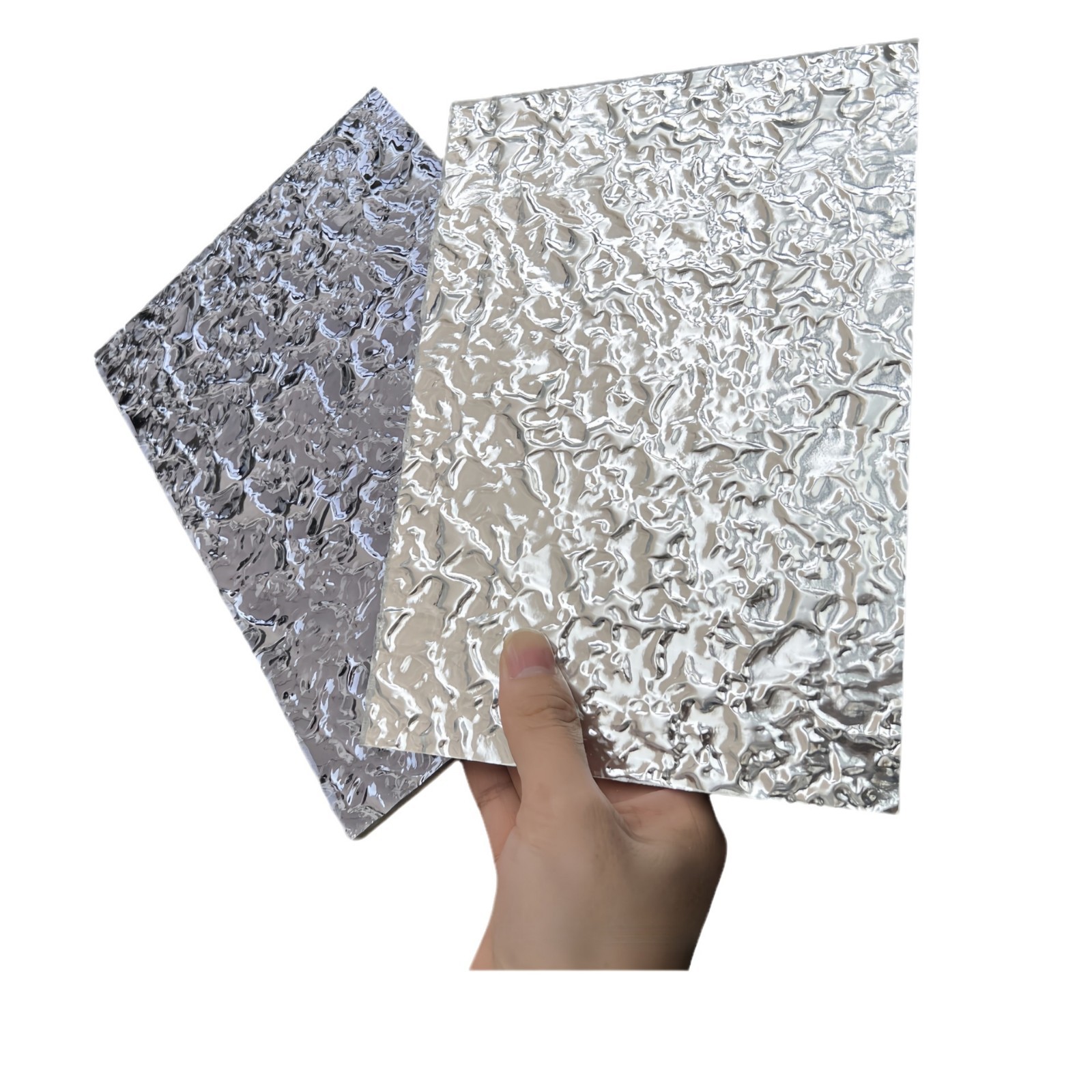 仿不锈钢水波纹板天花吊顶银色镜面波纹KTV背景墙金属饰面波浪板白底实物图