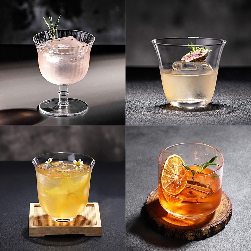国风鸡尾酒杯高颜值特调杯微醺调酒杯高级感阔口杯玻璃咖啡冷萃杯