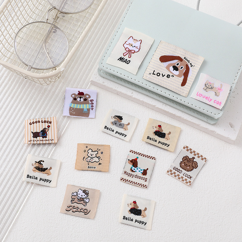 卡通腊肠狗织唛可爱猫咪小熊图案娃衣搭配手工布贴衣服帽子装饰