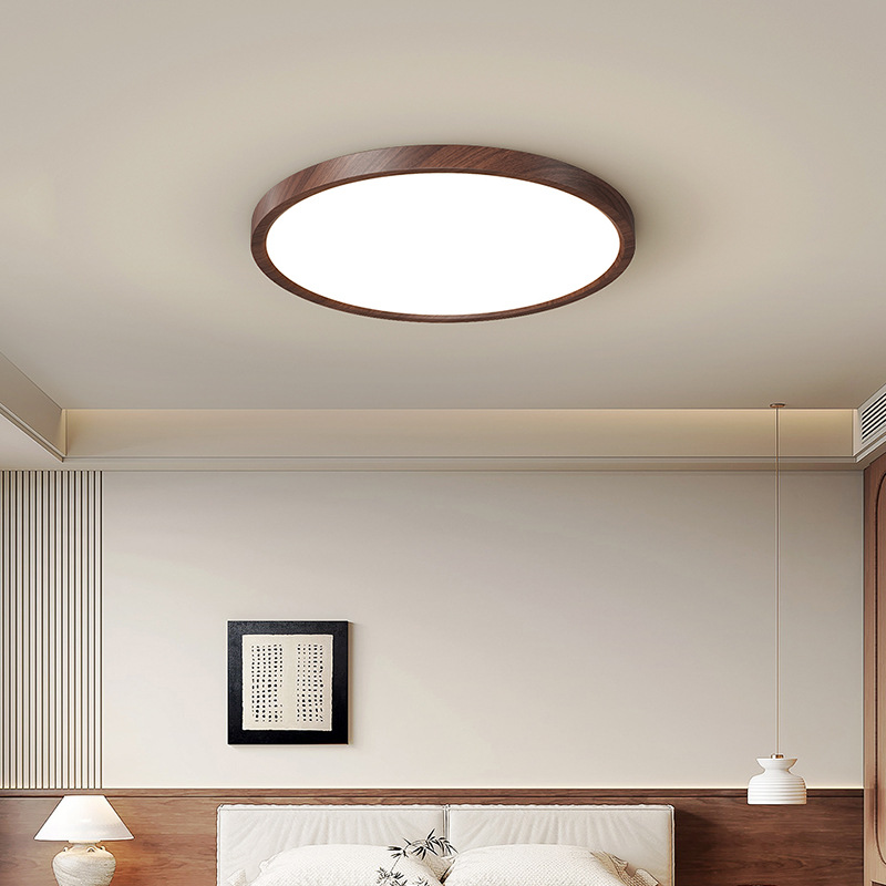 Lámpara de sala de estar de espectro completo cuidado de los ojos alta visualización cuidado de los ojos habitación de los niños lámpara de techo moderno y minimalista con grano de madera de origen lámpara ultrafina