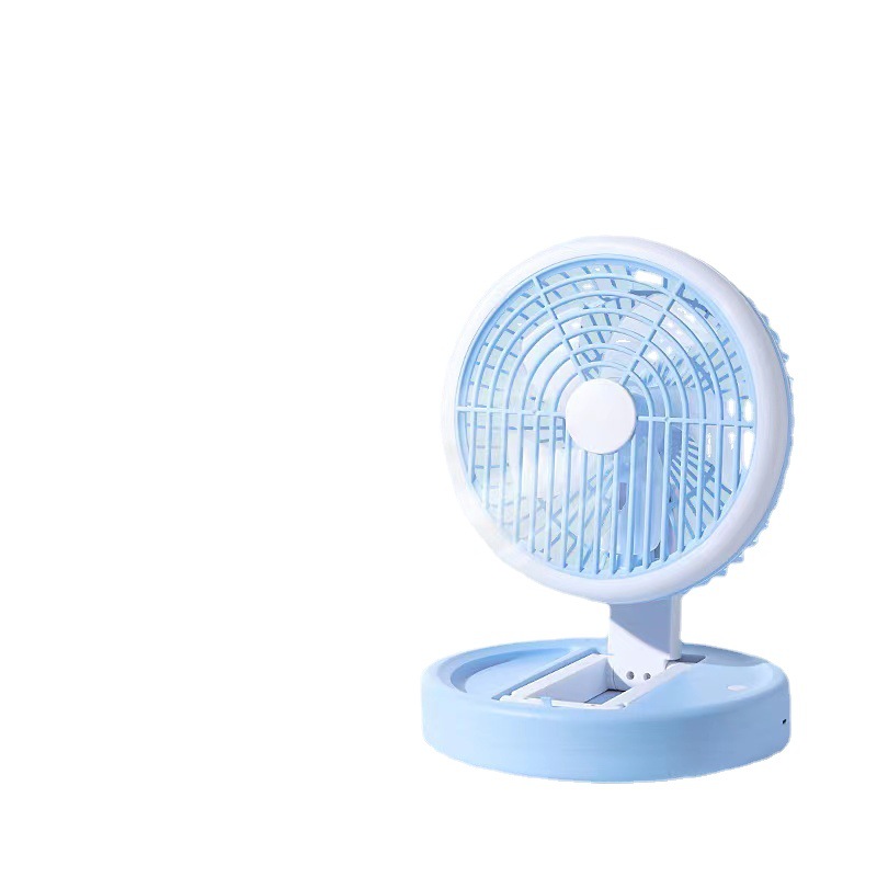 The mini lamp fan can be folded and stored. The folding lamp fan hook design allows it to be hung and used with two batteries Item Picture