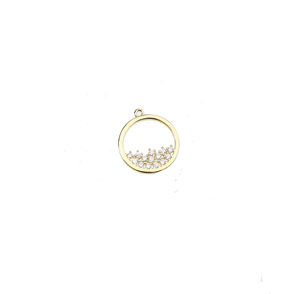 New copper zircon diamond-encrusted earrings, necklaces, pendants, diy jewelry accessories, heart-shaped hollowed-out pendants, factory wholesale Item Picture