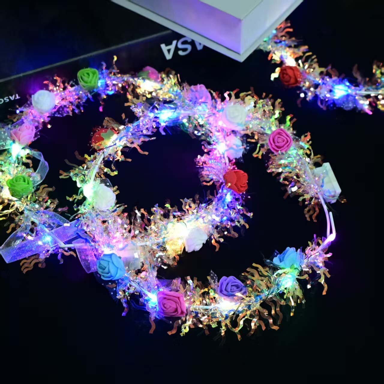 Dazzling 10-light golden thread flower Global Travel Scenic area ground promotion factory direct sales luminous hair band flower wreath Festival headwear details Picture