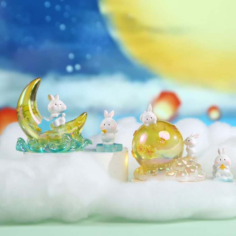 月兔绮梦小灯摆件 居家客厅桌面创意设计树脂工艺品礼物礼品摆件