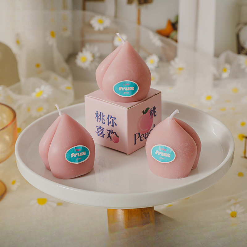 ins香氛水果桃子香薰蜡烛创意伴手礼造型蜡烛大豆蜡跨境蜡烛
