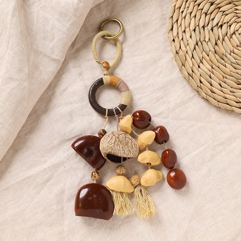 Natural fruit shell rattle bag hanging, diy handcrafted wind bell sound healing pendant, plant fruit pendant, backpack car hanging decoration Specification image