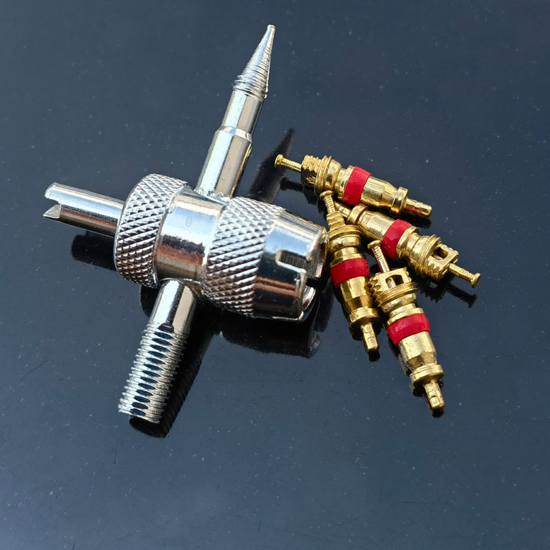 汽车轮胎气门芯扳手套装四合一气门嘴修理安装拆卸工具钥匙电动车细节图