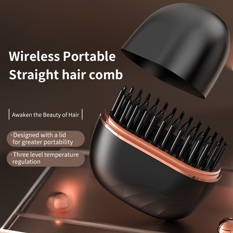 In stock: Hair straightening comb, lazy person's hair straightening curling iron, wireless curling and straightening dual-purpose, cross-border titanium gold thermal conductive short hair