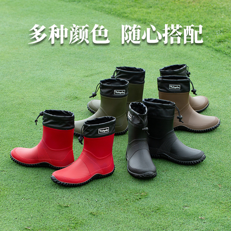 男式雨鞋实物图