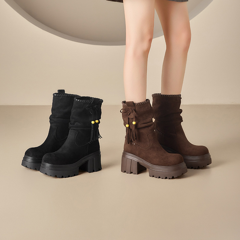 女式皮靴实物图