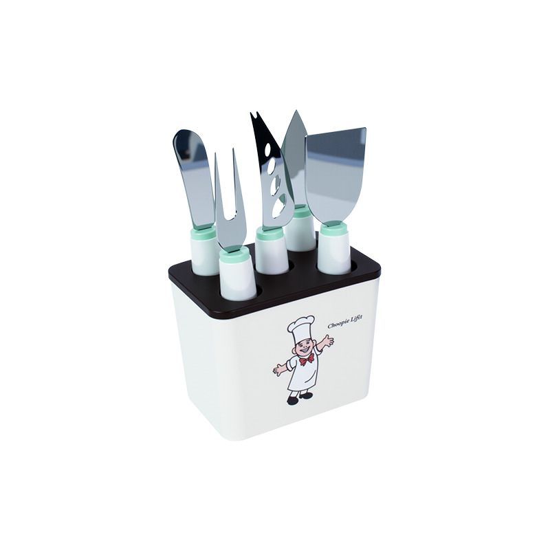 Stainless steel kitchen small tool set with storage seat, peeler, fruit knife, egg beater, baking complementary food tool combination Item Picture