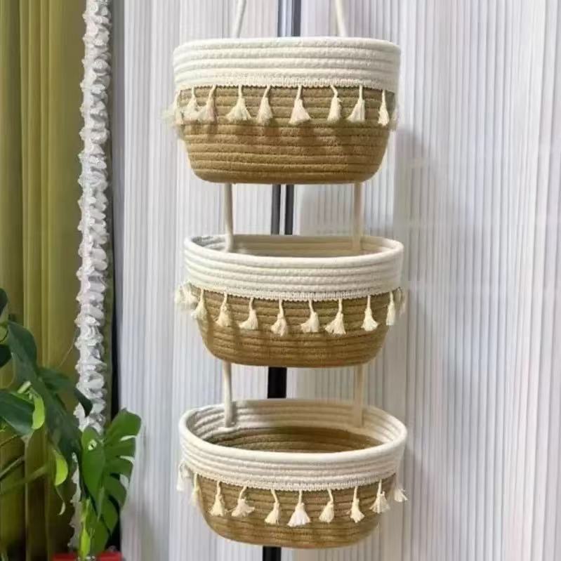 Factory direct sales creative hanging baskets, handcrafted living room entrance hanging storage baskets, multi-functional key and miscellaneous storage baskets Application Scenario