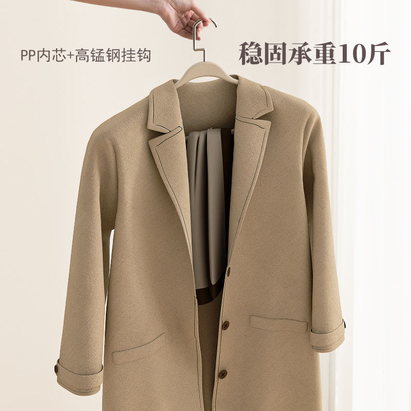 Wide-shoulder coat hanger for home use, seamless, anti-slip, anti-shoulder corner, no clogging, clothes rack for drying, adult clothes support details Picture
