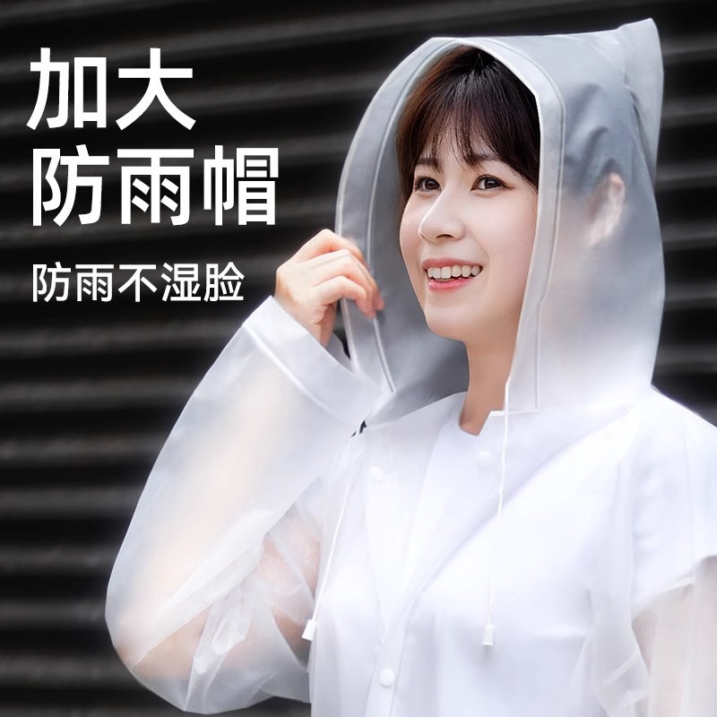 透明雨衣女模特款防风防水时尚穿搭雨衣细节图