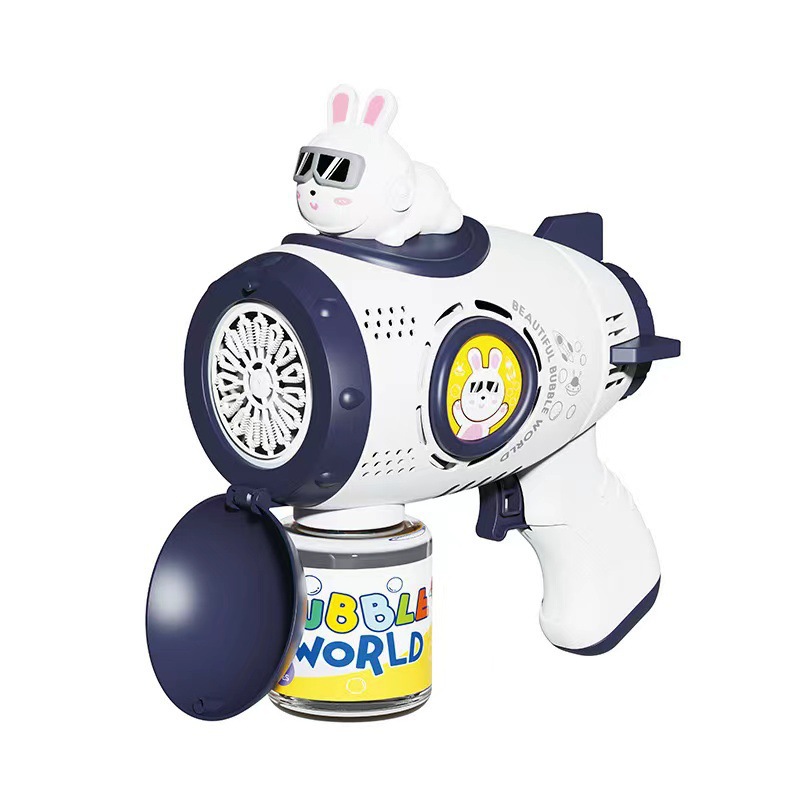 The popular electric space rabbit bubble gun, rechargeable battery, handheld multi-hole bubble machine, children's toy, fully automatic Item Picture