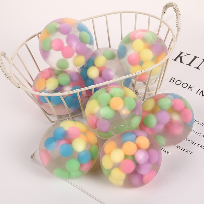 新款七彩珠创意捏捏乐缓解压力塑胶解压玩具出气发泄手捏小葡萄球