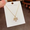 The new summer exquisite and fashionable super sparkling micro-inset maple leaf pendant necklace is unique, sweet, versatile and high-end collarbone chain details Picture