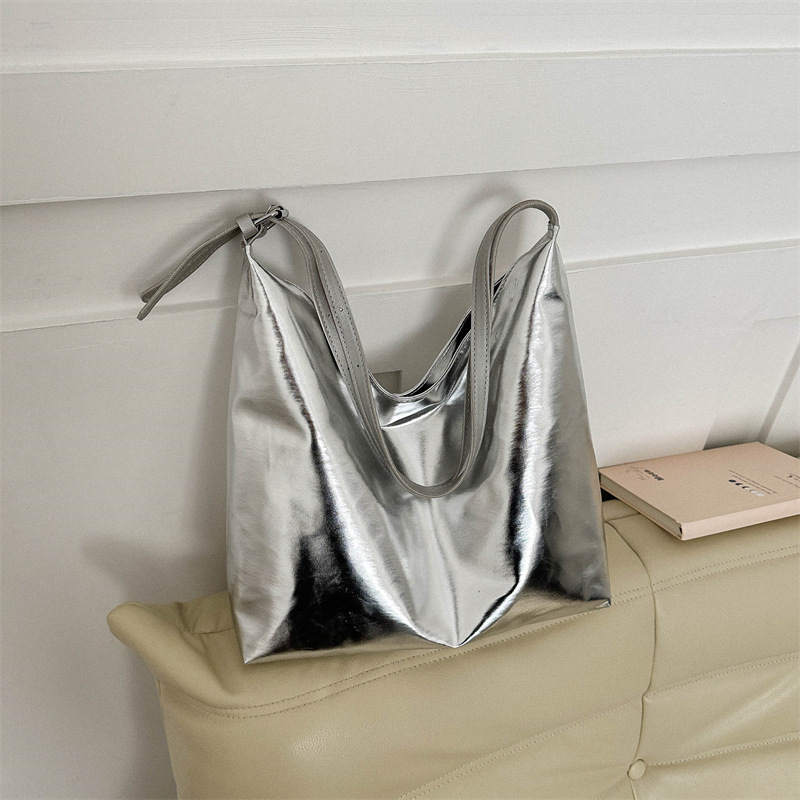 Cross border silver metalizado bolso portátil mochila pequeña cross cross bolso casual commuter minimalista bolso tote bolso de hombro cruzado bolso de mano
