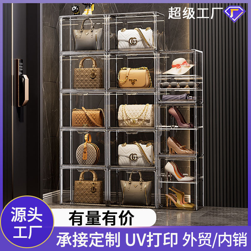 High-transparency shoe box, AJ high-top basketball shoe storage box, stackable magnetic figurine blind box display bag storage box details Picture