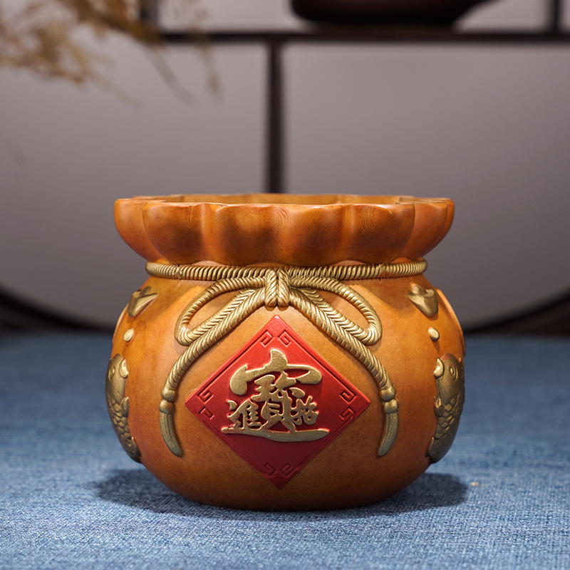 厂家直销黄铜摆件《发财聚宝盆》铜工艺品家居饰品桌面开业乔迁礼