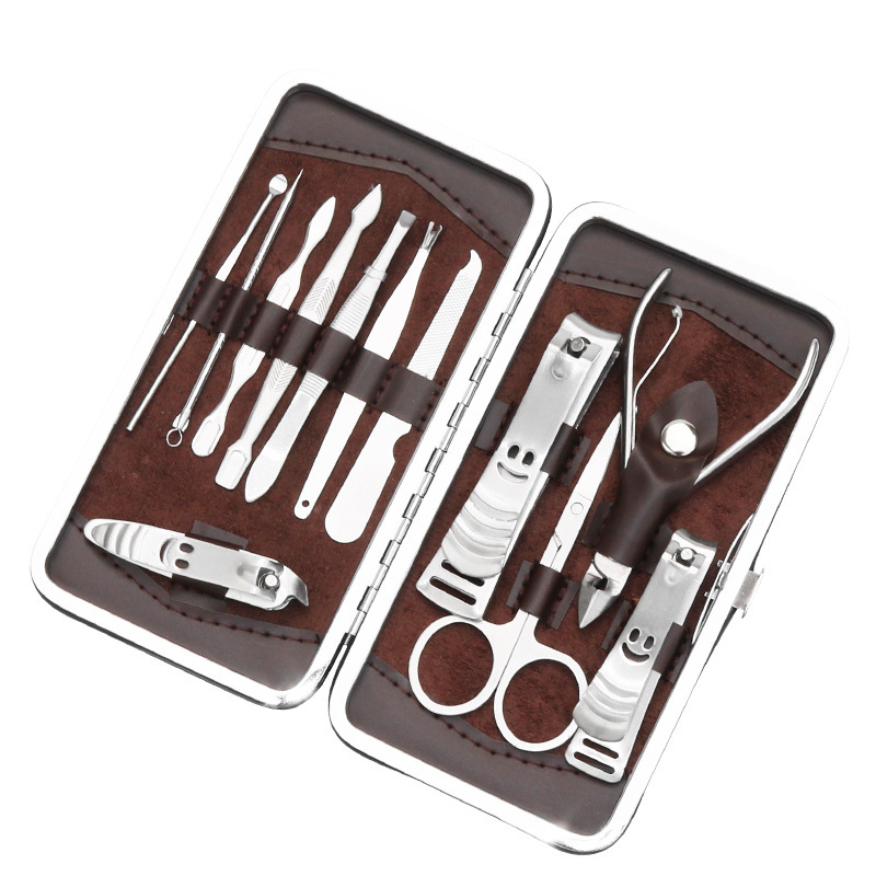 A 12-piece stainless steel nail clipper set for export, a beauty and nail care tool. Direct supply from the foot clipper manufacturer for hand trimming Item Picture