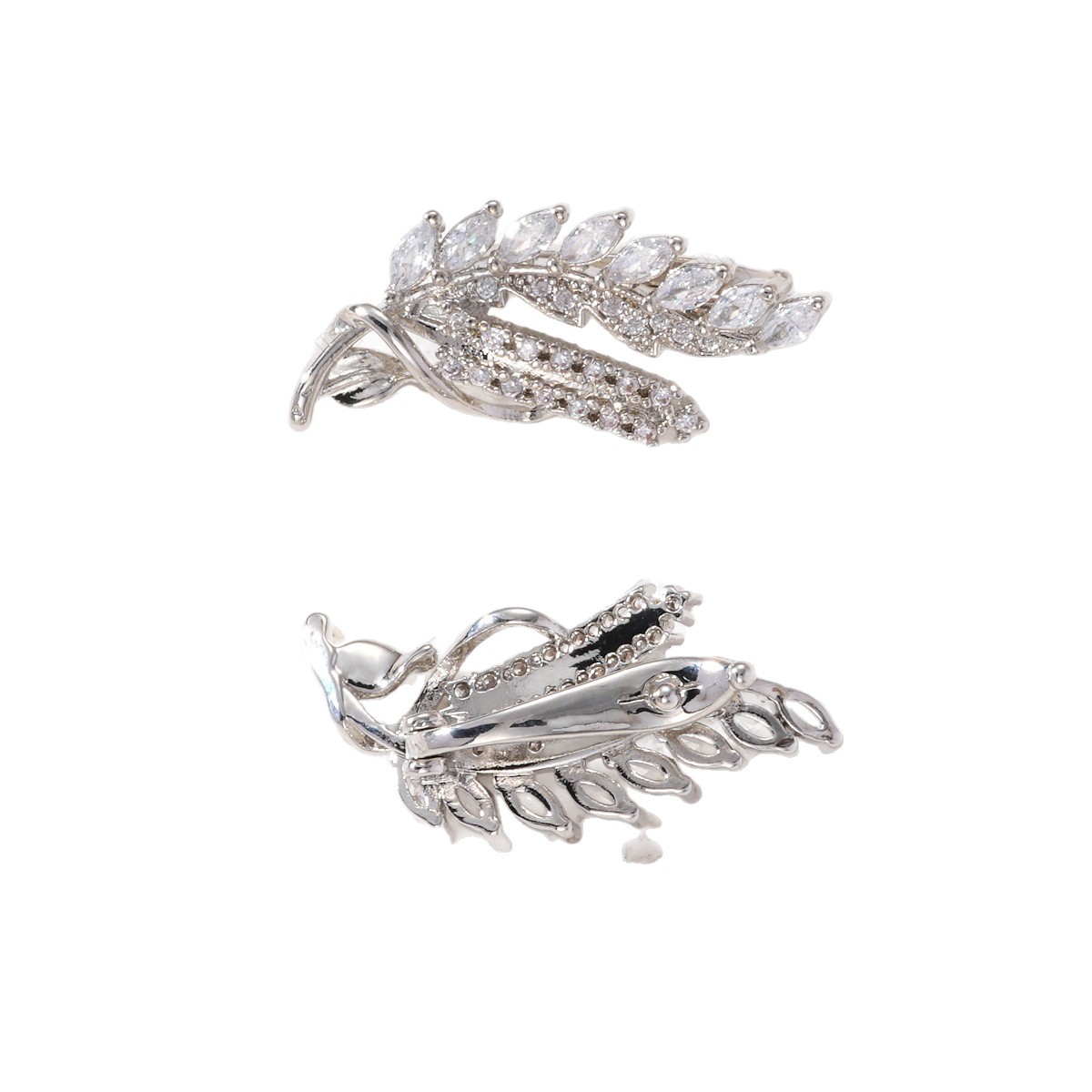 Copper-plated real gold color retention, zirconium-inlaid feather and leaf necklace, universal buckle, pendant, DIY high-end pendant accessory Item Picture