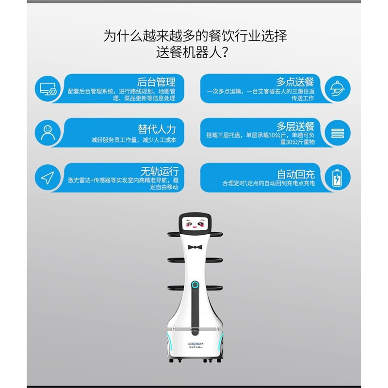 Intelligent food delivery robots, catering food delivery and serving, waiters serving dishes, automatic hotel and restaurant takeout robots