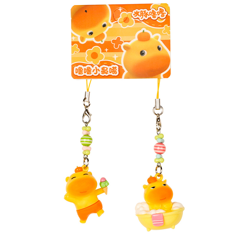 Genuine Capybara Lulu Little Nose clip clip, keychain, creative cartoon doll, mobile phone chain, earphone pendant Item Picture