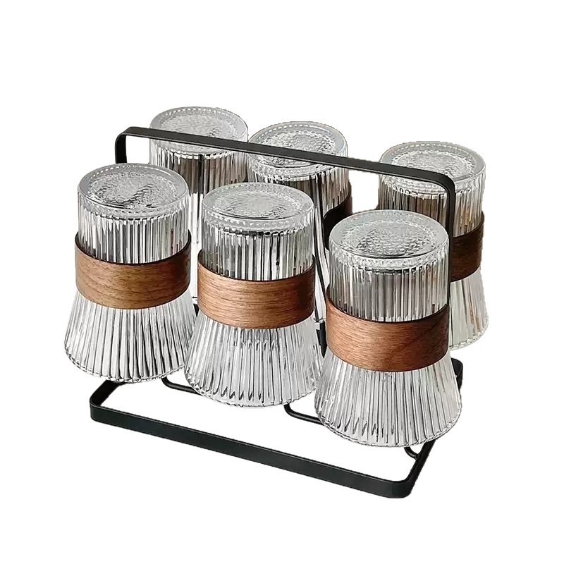 中式水杯套装玻璃杯子家用隔热防烫茶杯客厅待客果汁杯咖啡杯子白底实物图