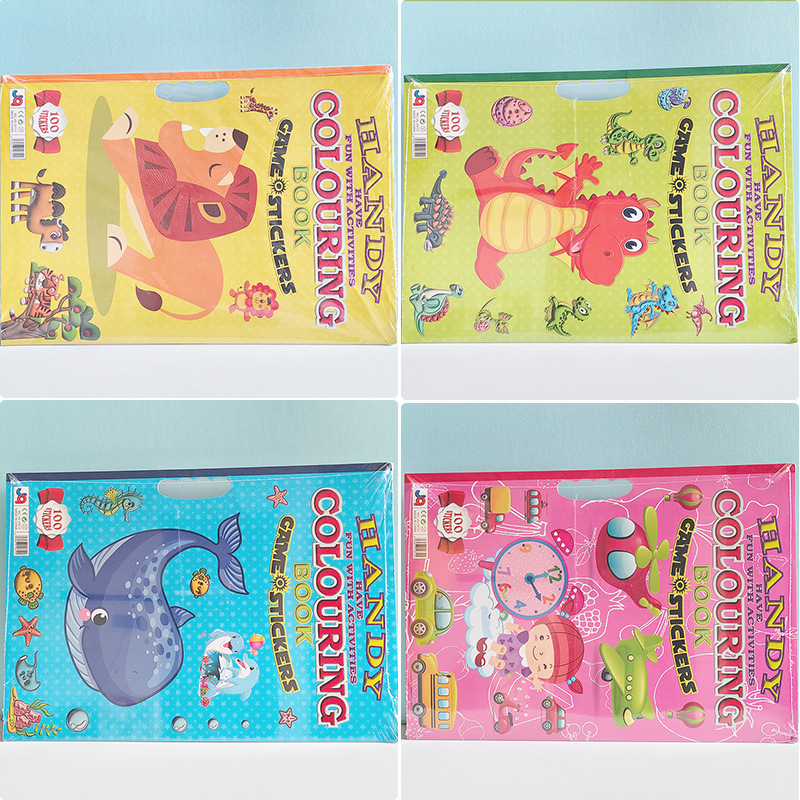 跨境英语填色本手提款涂色描红本幼儿园儿童宝宝益智画绘画彩色本