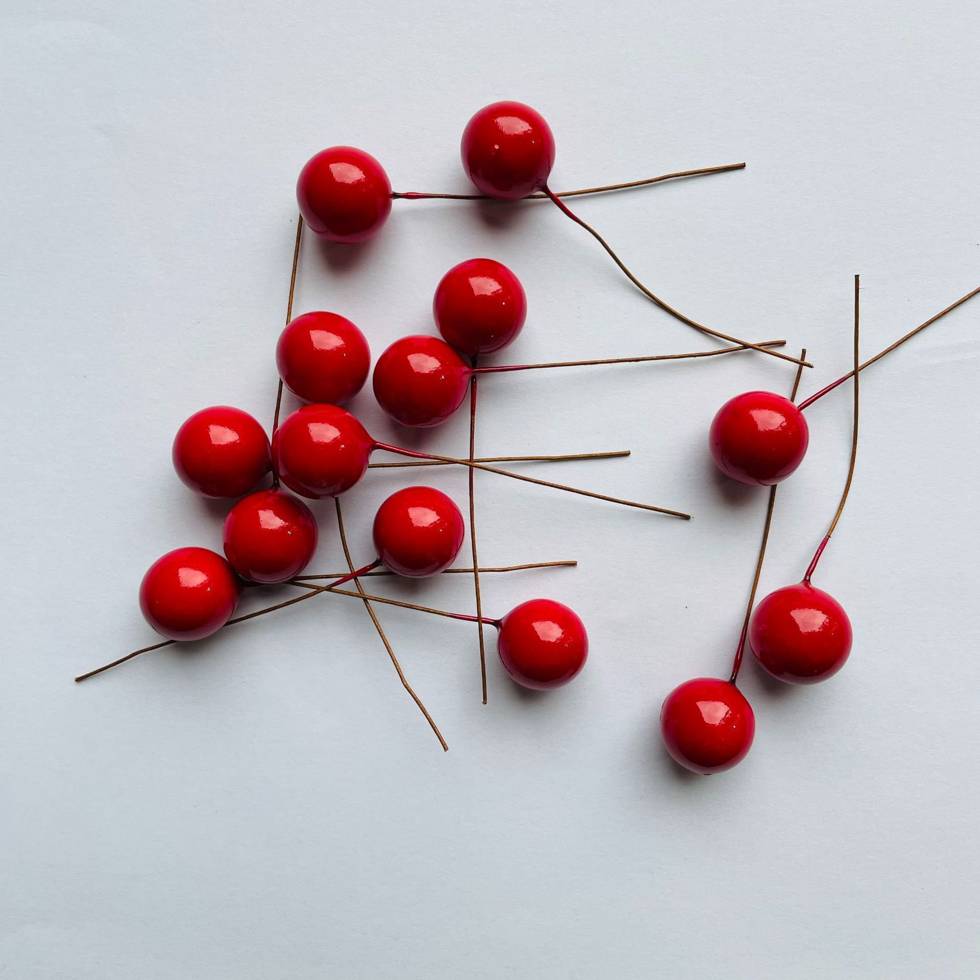 圣诞节红果仿真小浆果泡沫小红豆圆球DIY手卷枝配件花环节日装饰