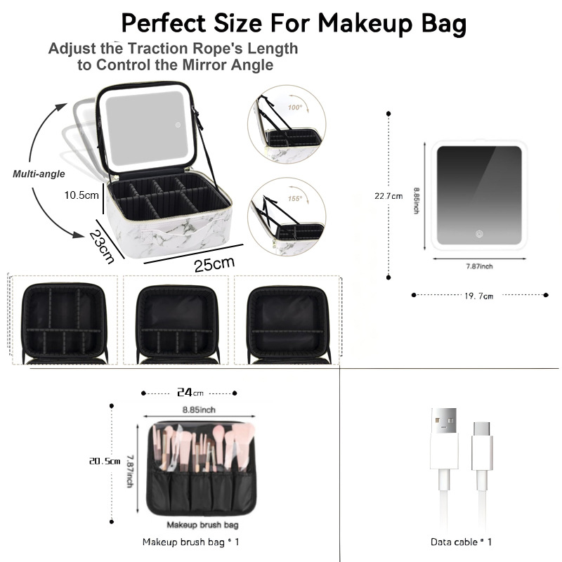 Cross-border makeup box with mirrors, simple and high-end makeup artist's makeup box, urban simple and convenient makeup box with mirrors and lights Application Scenario