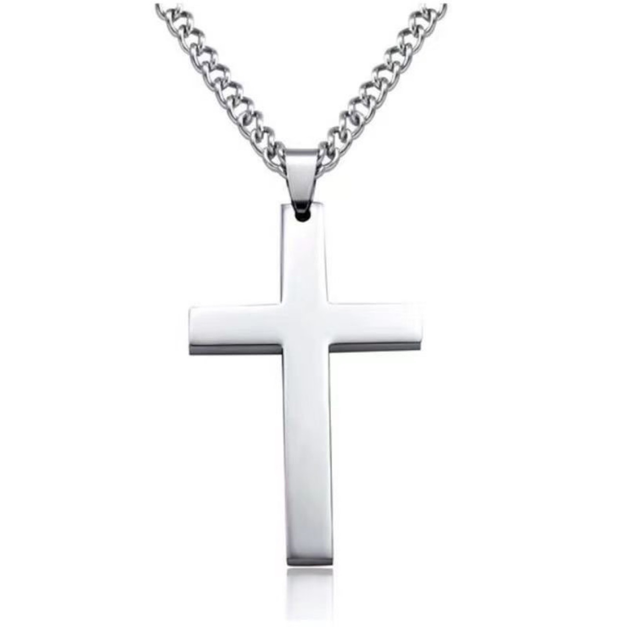 Promotion: New minimalist cross necklace pendant accessory with chain, simple smooth finish on cross-border e-commerce platform AliExpress Specification image