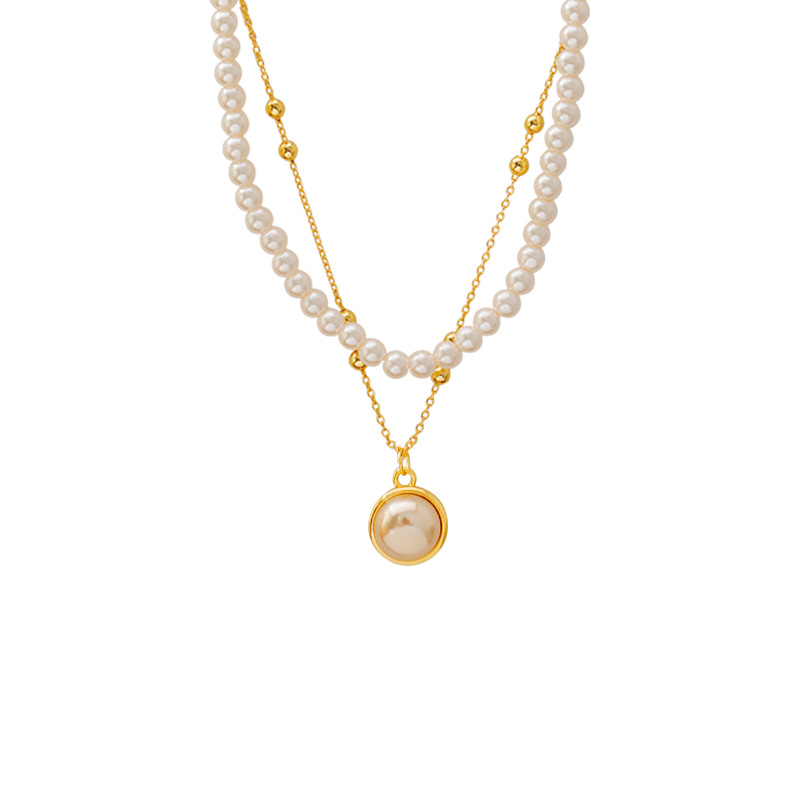 Hyacinth double-layer pearl necklace, fashionable, light luxury, elegant and high-end, women's collarbone chain, 2025 Douyin bestseller, stackable neck chain Item Picture