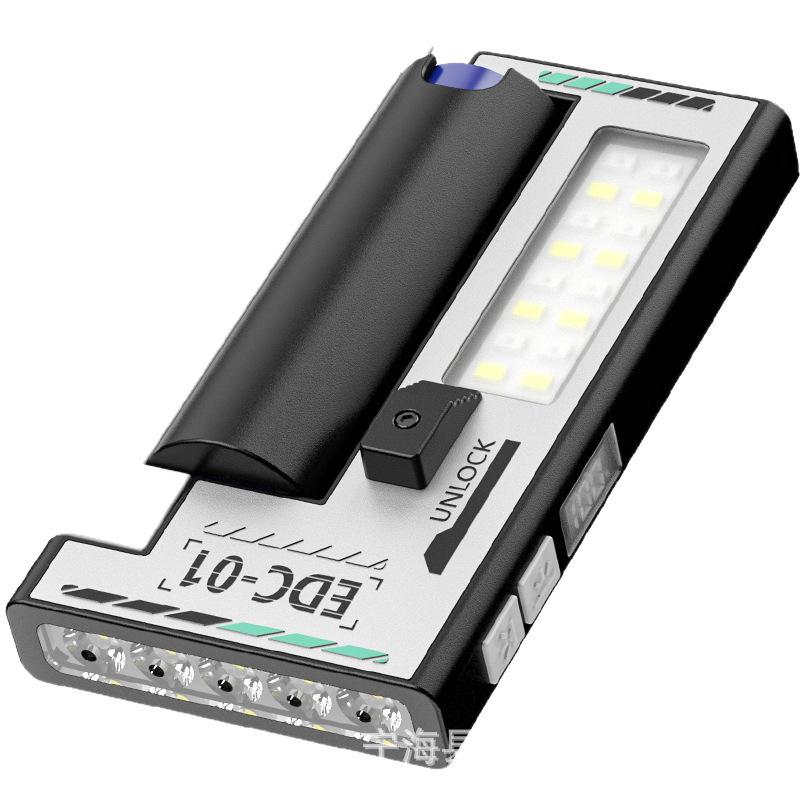 New cross-border fast-charging cyber mecha work light, large-capacity replaceable battery portable flashlight, high-brightness flashlight