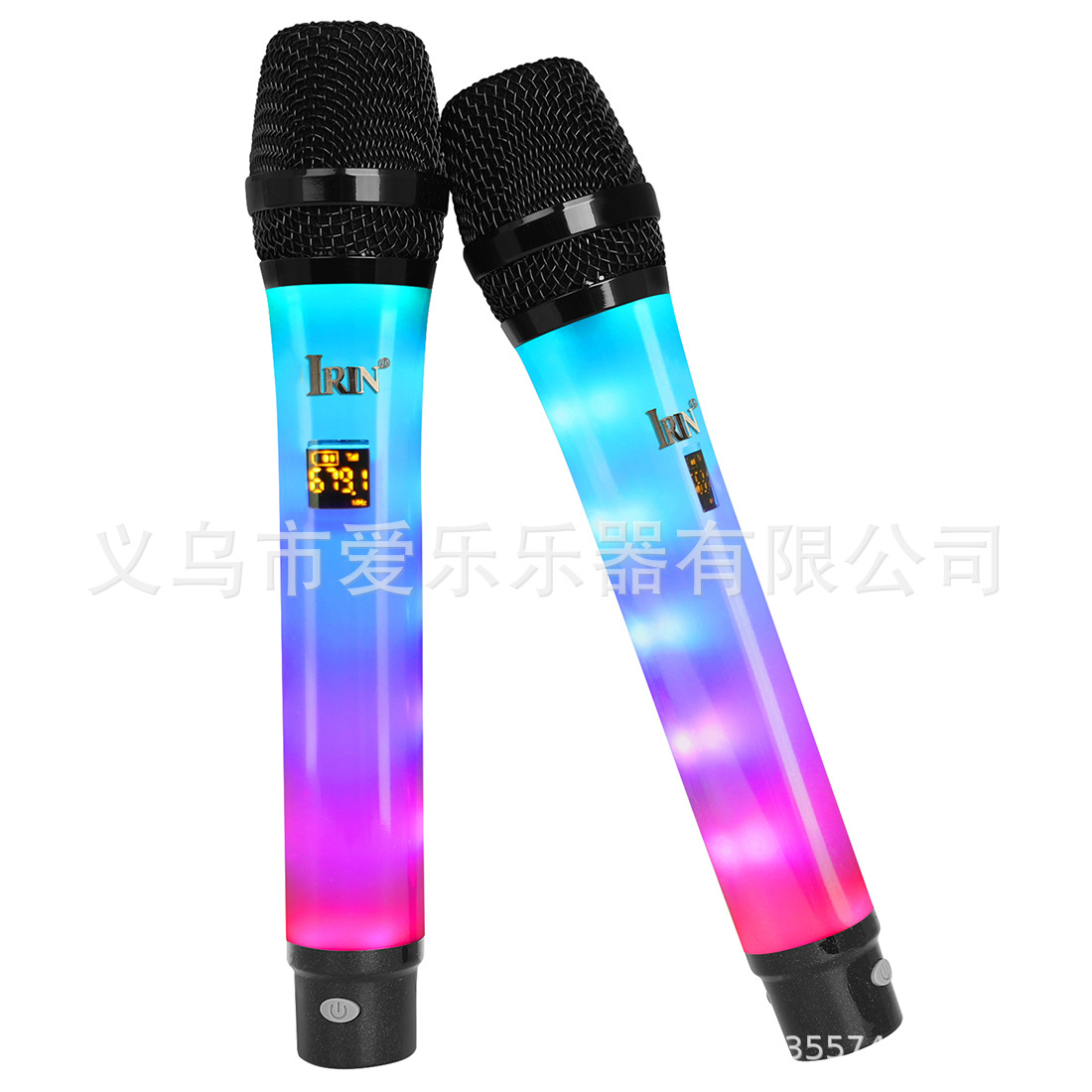 Cross-border wireless microphone RGB one-to-two outdoor stage karaoke live performance handheld microphone with light emission Item Picture