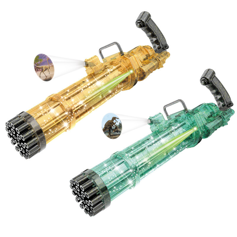Douyin 25-hole Gatling fully automatic bubble gun with projection and light, a new children's bubble-blowing toy for wholesale Item Picture