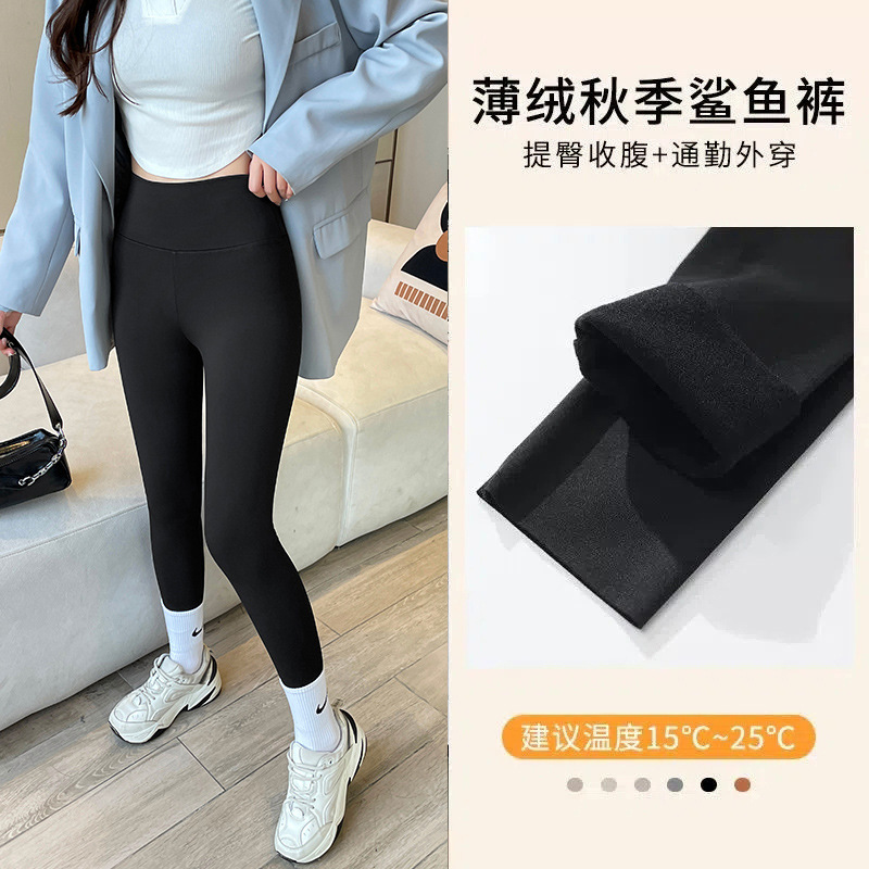 加厚羊羔绒鲨鱼裤女外穿冬季春秋紧身保暖棉裤加绒打底瑜伽芭比裤产品图