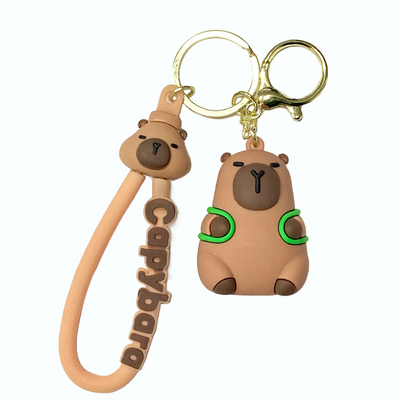 网红卡皮巴拉钥匙扣书包挂件可爱水豚钥匙链小饰品挂饰小礼物批发白底实物图