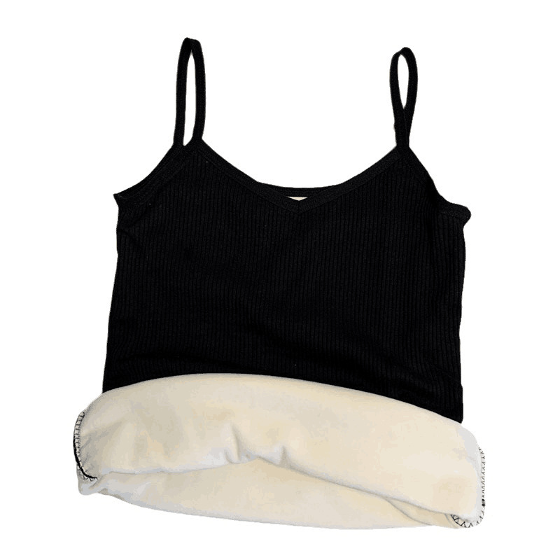 Autumn and winter twisted halter top with fleece and thickened thermal underwear, V-neck vest, slimming and form-fitting base layer, paired with a vest top Item Picture