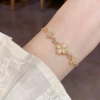 Summer new light luxury diamond-encrusted four-leaf flower bracelet, pull-out style, fashionable, gentle, versatile and high-end accessory for women Specification image