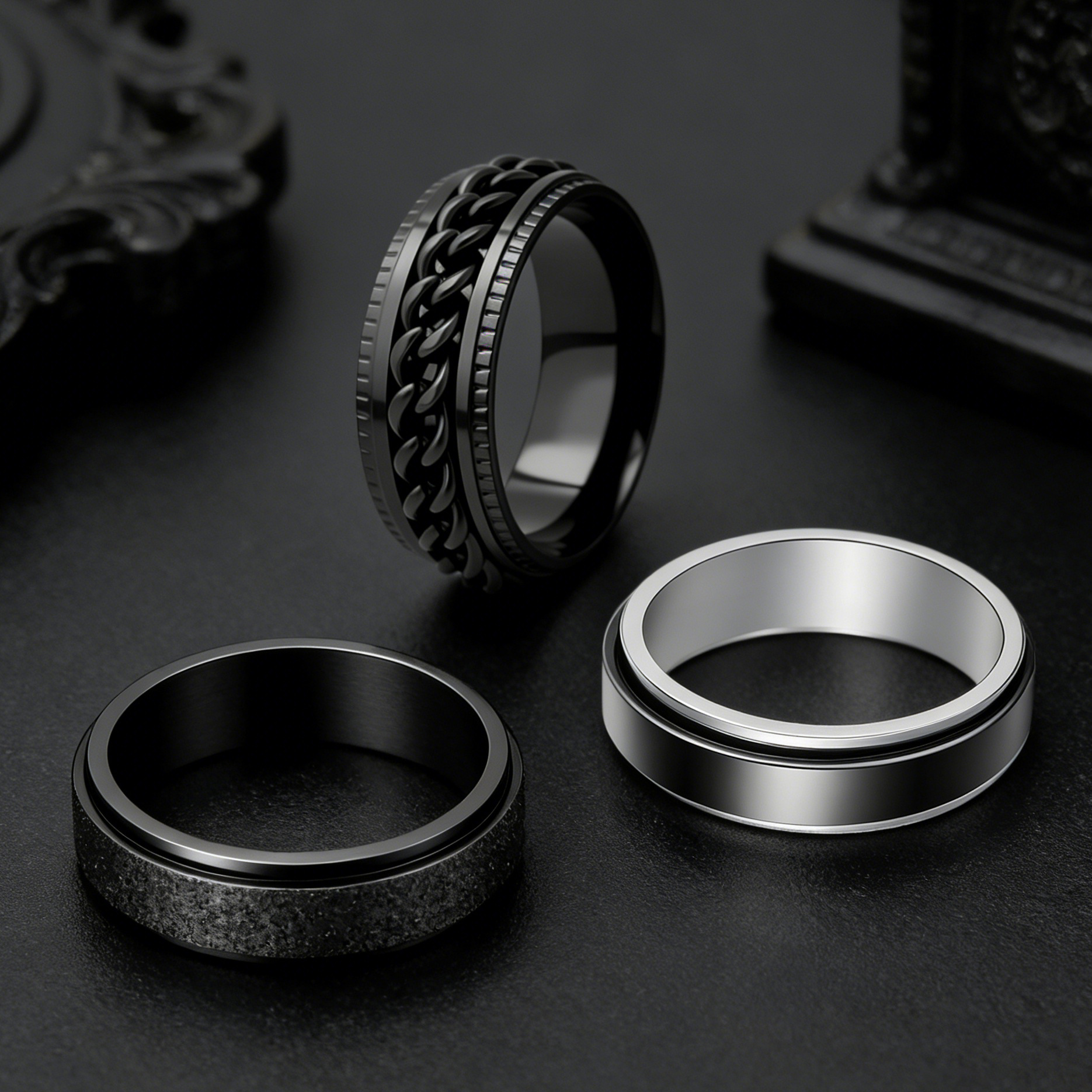 Europa y américa moda versátil retro alta atmósfera anillo pareja fecha acero inoxidable titanio acero pareja anillo anillo details Picture