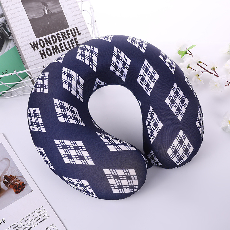 Plain checkered striped U-shaped pillow for men and women, super soft neck support pillow for outdoor travel, slow rebound memory pillow, direct supply from the manufacturer details Picture
