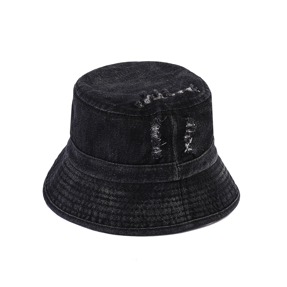New retro denim fisherman hat for girls, washable and aged autumn sun protection hat, casual bucket and basin hat Item Picture