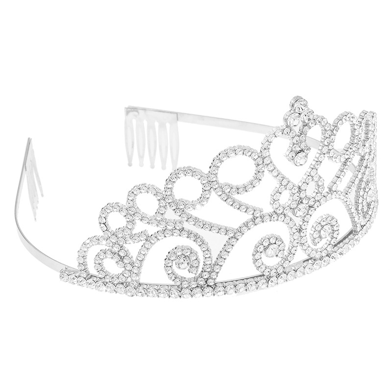 Factory direct sales of cross-border European and American bride headwear, water diamond alloy tiara headwear for women, grand and luxurious, full diamond comb tiara hair accessory Item Picture