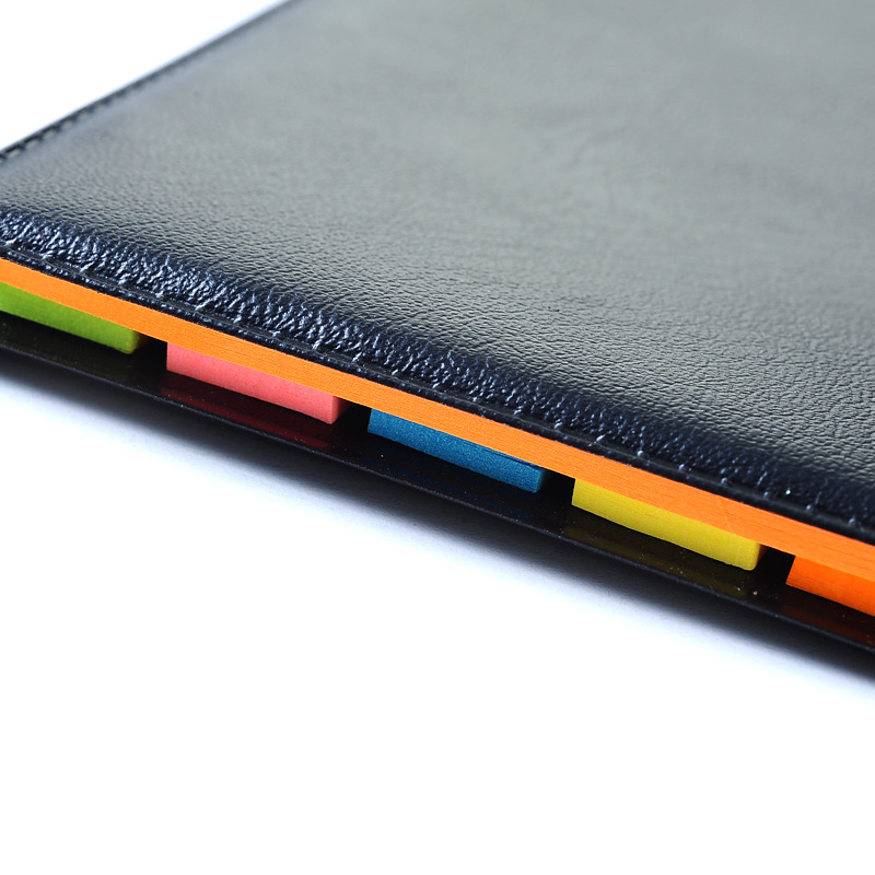 Customized PU black wallet notebooks, sticky notes, colored notepaper, tear-off message, leather-faced sticky notes and small notebooks by the manufacturer Specification image