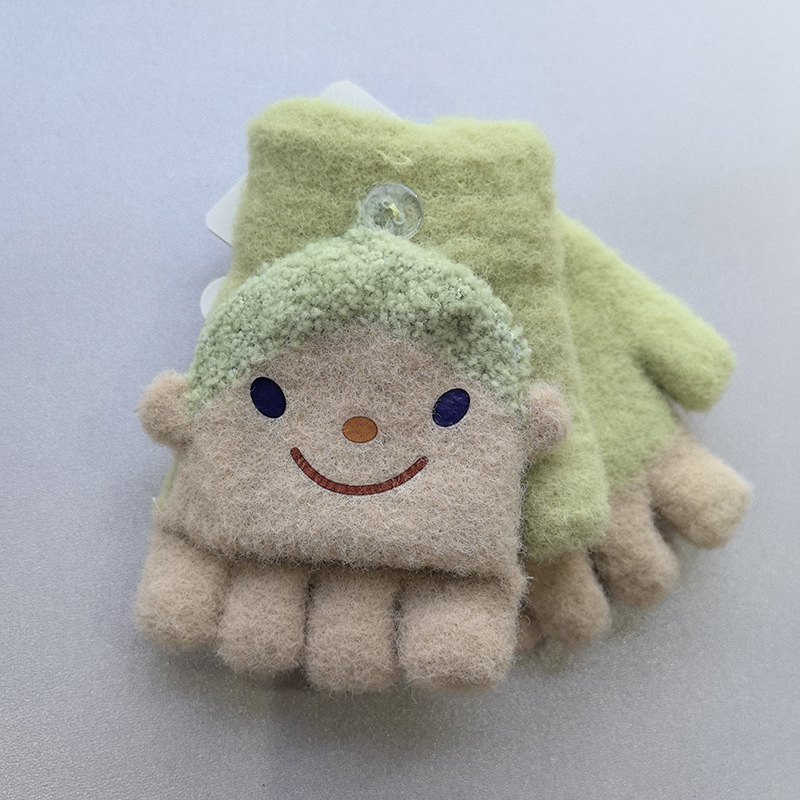 Winter warm children's gloves: Girls in winter, half fingers; boys and girls, flip covers, five fingers; primary school students writing in winter Application Scenario
