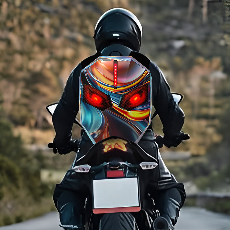 Devil's Eye led Backpack, Phantom Red PC Hard Shell, Large Capacity Outdoor Cool Riding Bag, led Helmet Bag details Picture